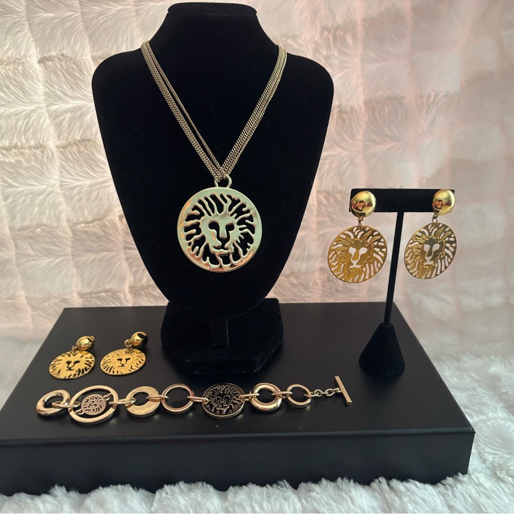 Anne Klein Gold Lion Necklace Set